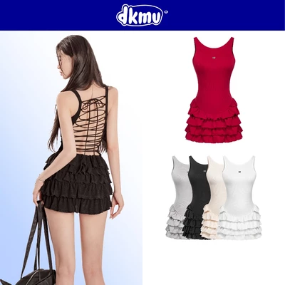 Đầm hở lưng đan dây xòe nhiều tầng DKMV dáng ôm ngắn nhiều màu logo con cá đáng yêu Twinkle Dress | K-D7