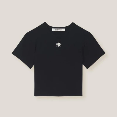 ELEVEN - Áo baby tee crop top cổ tròn Mono Croptop - màu Đen