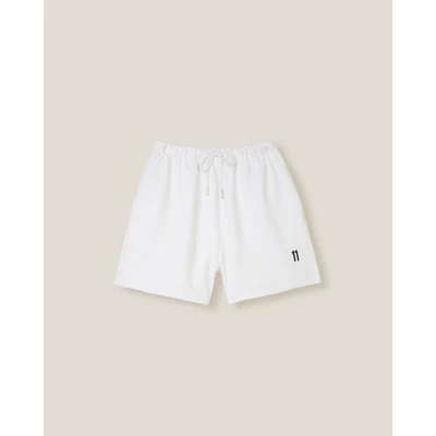 ELEVEN - Quần shorts nam vải nỉ chân cua 11 logo màu trắng