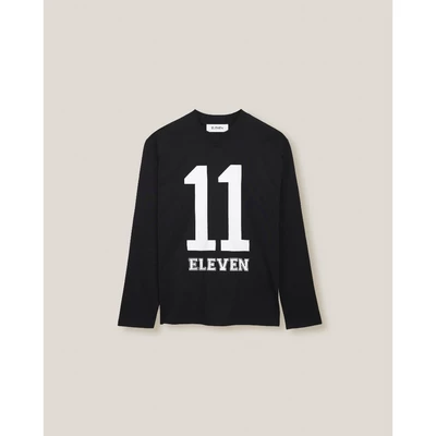 ELEVEN - Áo thun dài tay in số 11 màu Đen