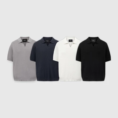 Áo Polo nam ROWAY dệt len Premium, form regular | Polo len cổ V