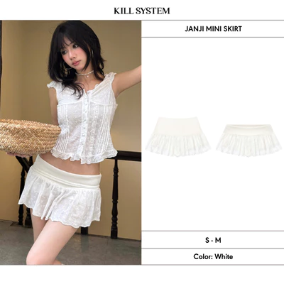 Chân váy dáng ngắn xoè phối ren JANJI - 𝐊𝐈𝐋𝐋 𝐒𝐘𝐒𝐓𝐄𝐌