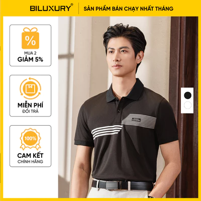 Áo Polo Nam Hoạ Tiết 8APCT498 Biluxury Kháng Khuẩn Chống Nhăn Bền Màu