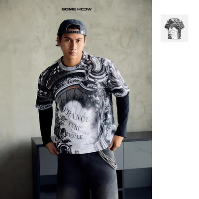 Áo Thun Nam Boxy Fullprint France, Chất Vải Cotton Thoải Mái, AT0212, SOME HOW STORE