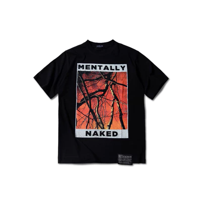 Áo thun "GOLDIE MENTALLY NAKED" màu đen 100% cotton