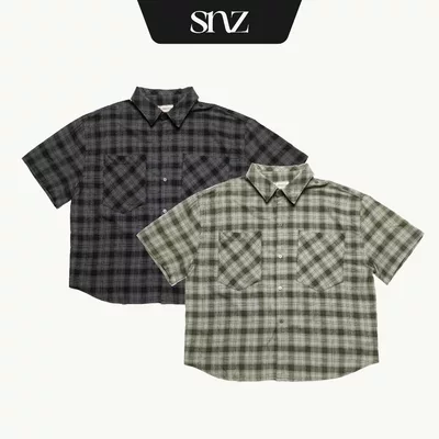 Áo Sơ Mi Oversized SNAZZY Unisex Chất Liệu Kaki Chính Hãng - CHECKERED SHIRT