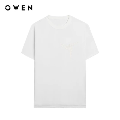 Owen - Áo T-shirt Relax Fit TSN253667 màu Trắng chất liệu CVC Spandex