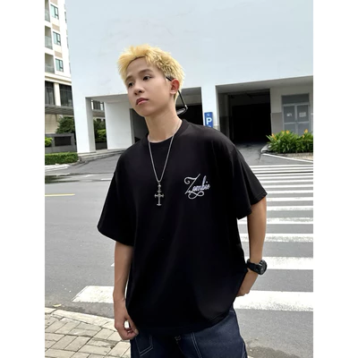 Áo thun boxy, zombie club,YOURSELF, Font chữ thêu móc xích, form rộng,couple unisex, cotton 2 chiều 270gsm
