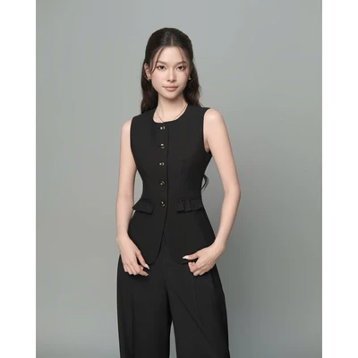 RUBIES Emma Gile - Áo Kiểu Nữ Vải Cotton Lạnh Hàn Sát Nách Cổ Tròn