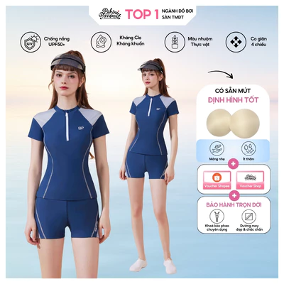 Bộ đồ bơi Nữ BIKINI PASSPORT kiểu Hai mảnh short ngắn - Xanh Xám - BS1036_GR