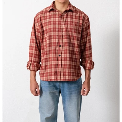 Áo Sơ Mi Dài Tay B Brown Flannel Form Rộng Kẻ Caro - Flannel B Brown Oversize Shirts