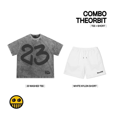 COMBO ORBIT Áo thun nam 23 Washed Tee và Quần OB White - Local Brand Chính Hãng