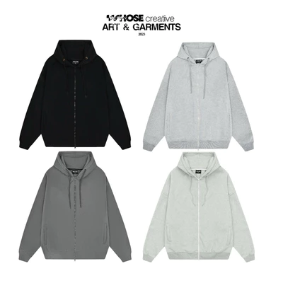 Áo Hoodie Zip form Boxy Basic Trơn - áo nỉ dây kéo trơn whose studio
