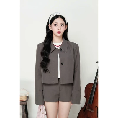 RUBIES Clay Outer - Áo Khoác Kiểu Nữ Dáng Blazer Ngắn Croptop Tay Dài