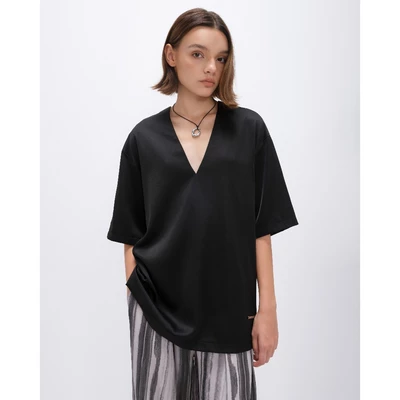 HIGHCHIC - MOLLE TOP - ÁO LỤA CỔ V XẺ SÂU - THIẾT KẾ SANG TRỌNG