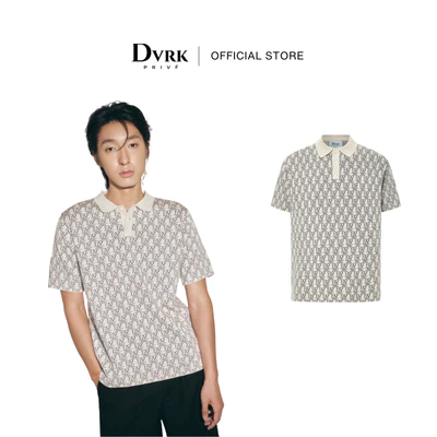 Áo Polo Họa Tiết Monogram Màu Kem -DVRK-23FW