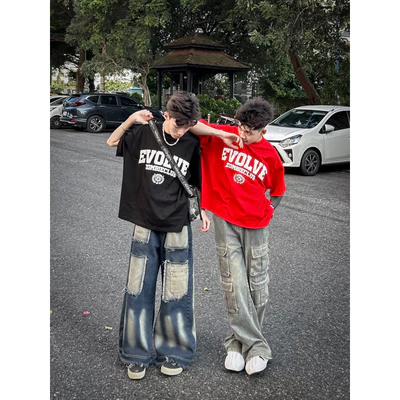 Áo thun boxy, zombie.club,EVOLVE Font chữ in nổi, form rộng,couple unisex, cotton 2 chiều 250gsm