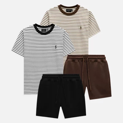 Set T-shirt Minimal Stripes Short, Chất Vải Cotton Thoải Mái, SB0037, SOME HOW STORE