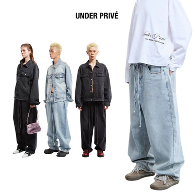 UNDER BAGGY JEANS - Quần Wash Jean Unisex Form Ống Rộng - ULP005
