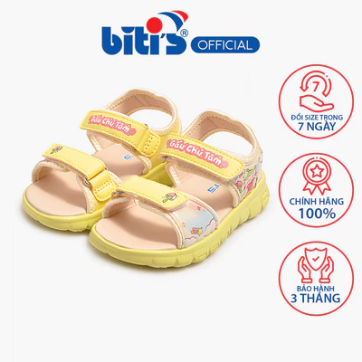 Sandal thông dụng đế Eva phun GẤU CHÚ TÂM Biti's Bé gái BEG003000VAG (vàng)