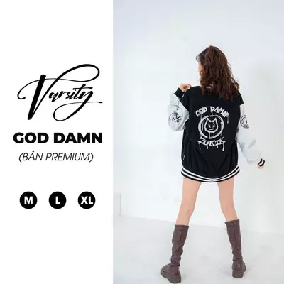 Áo varsity Zukik God Damn - Premium