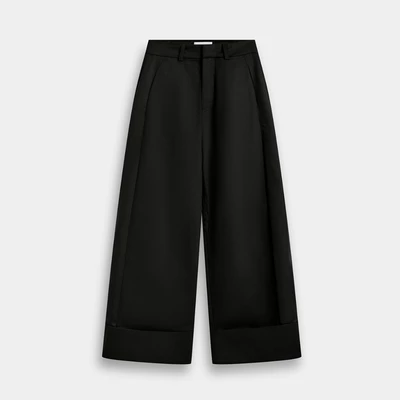 ELEVEN - Quần tây unisex suông dài lật lai Cuffed Wide-leg Pants