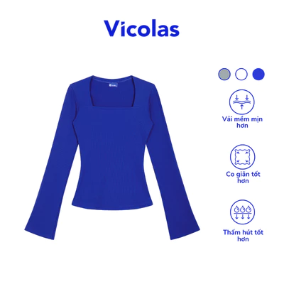 Áo thun nữ dài tay cổ vuông tôn dáng Vicolas - VICO54