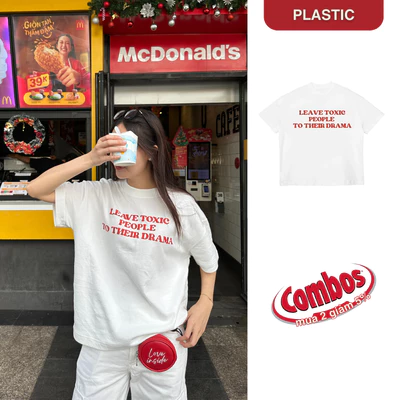 Áo thun tee boxy DRAMA vải 100% cotton bo cổ dày định lượng 260gsm - PLASTIC