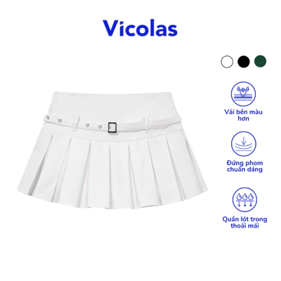 Chân váy kaki nữ dày dặn có quần bảo hộ Vicolas xếp ly - VA5