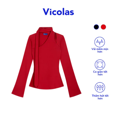 Áo thun nữ dài tay cổ khoét chéo Vicolas - VICO32