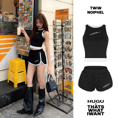 Set đồ nữ áo yếm & quần đùi vải nỉ local brand HUGUxTHATSWHATIWANT - TWIW NOIPHEL SET