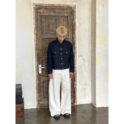 ÁO KHOÁC JEAN- CÚC BẤM - RAW DENIM JACKET FORM BOXY HIDDEN ESSTIAL