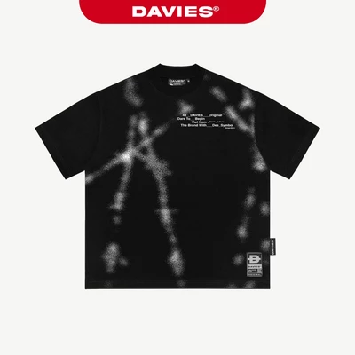 Áo phông rộng đen in full 2 mặt DAVIES tay lỡ nam nữ hiphop cotton thoáng mát Erup Tee | D-T22