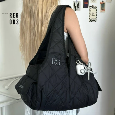 Túi Tote Phao Chần Bông REGODS Form To Nhiều Ngăn – Đựng iPad, Đi Học Đi Làm Tote Ribbon Regods