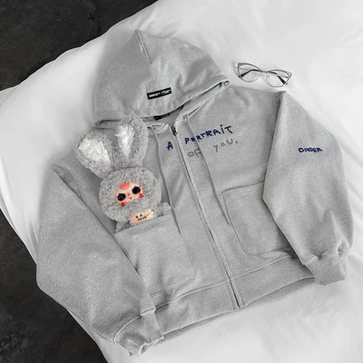 Áo Hoodie Zip Boxy PORTRAIT Cinder Form Đẹp, Local Brand Chính Hãng