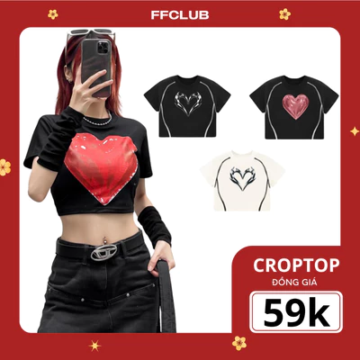 [Thanh lí Xả kho ] ÁO THUN FFCLUB CROPTOP MIX
