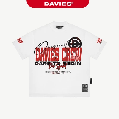 Áo thun tay lỡ in chữ trước ngực DAVIES form rộng nam nữ cotton thoáng mát Original Sign Tee| D-T24