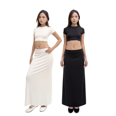 MAHU - SET ÁO CROPTOP VÀ CHÂN VÁY DÀI AIRY