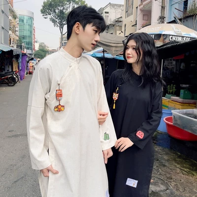 Áo dài YELLOW FLICKER form truyền thống vải linen unisex