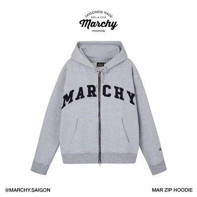 MARCHY - Mar Zip Hoodie - Áo khoác dây kéo form boxy