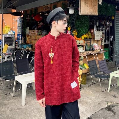 Áo cách tân dáng ngắn YELLOW FLICKER vải tweed unisex