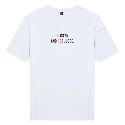 Áo thun tay ngắn unisex Chodole cho cả nam và nữ, chất liệu vải cotton in chữ I listen and i do judge