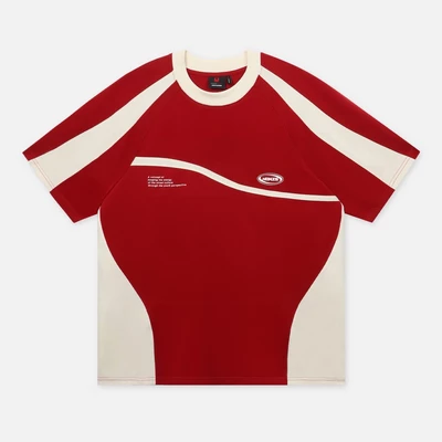 Áo thun NEEDS OF WISDOM Mixed Boxy Raglan Tee - Cream/Red - Local Brand Chính Hãng