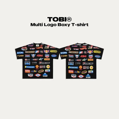 Áo Thun In Tràn Logo TOBI Boxy