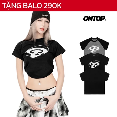 Áo baby tee tay ngắn raglan ONTOP tôn dáng vải thun cotton mềm mịn màu đen, xám local brand | O21-T13