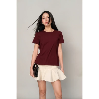 RUBIES Demi Top - Áo Thun Nữ Dáng Suông Basic Tay Ngắn Cổ Tròn