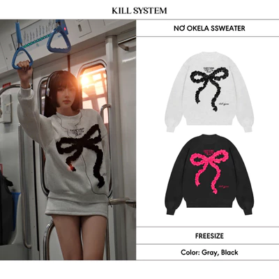 𝐊𝐈𝐋𝐋 𝐒𝐘𝐒𝐓𝐄𝐌 - Áo sweater Nơ OKELA Killsystem oversize hình nơ nổi may nhún chất nỉ