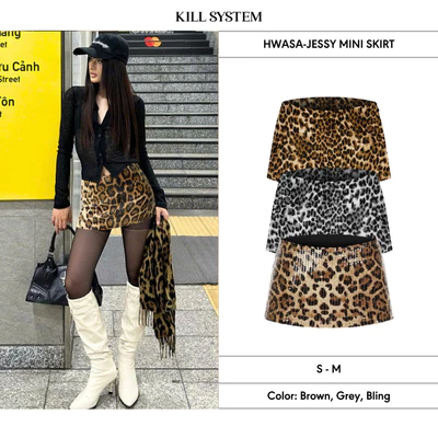 Chân váy da beo cạp thấp tôn dáng Hwasa - Killsystem
