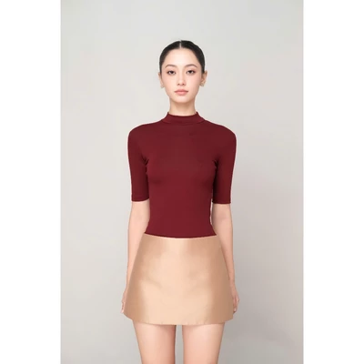 RUBIES Sera Top - Áo Thun Nữ Dáng Ôm Tay Ngắn Cổ Lọ