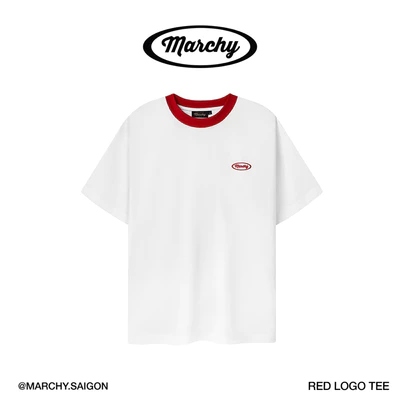 MARCHY - Red Logo Tee - Áo thun phối bo màu